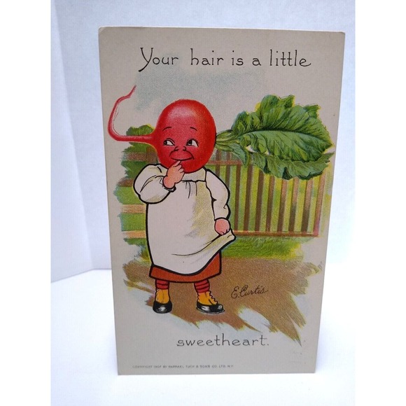 Fantasy Postcard Tuck E Curtis Radish Head Anthropomorphic Garden Patch Series 2 - Picture 2 of 3